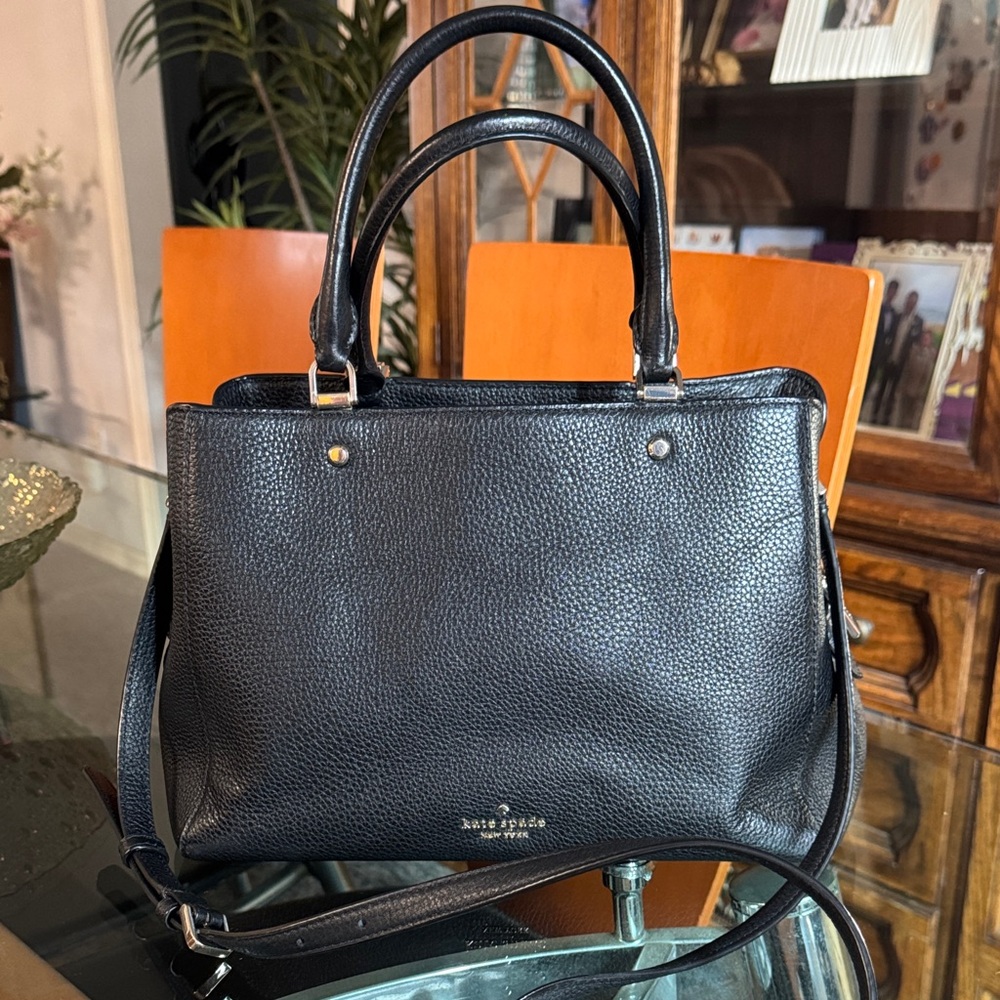 Kate Spade Leila Satchel Pebbled Leather Black